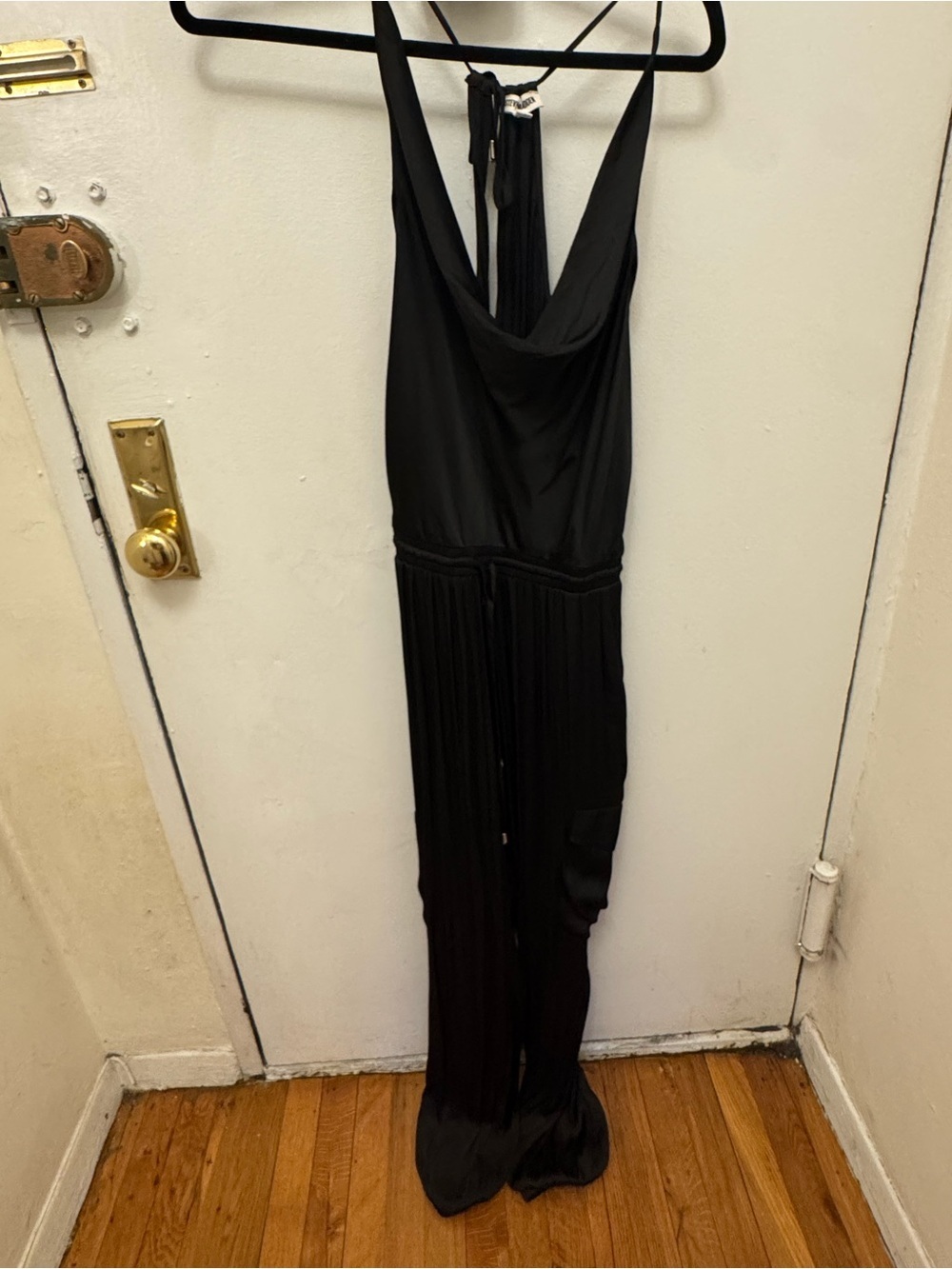 Steve Madden Black Halter Cowl-Neck Wide-Leg Jumpsuit - Picture 2 of 5